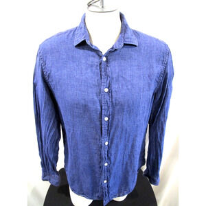 Banana Republic Blue 100% Linen Camden Fit Long Sleeve Button Up Shirt Men M